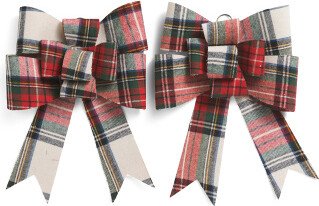 TJMAXX Set Of 2 Plaid Gift Bows