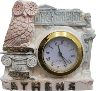 Table Clock Athenas Wise Owl Statue Made Of Plaster