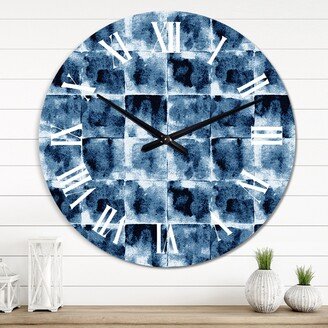 Designart 'Black And Dark Blue Geometric Grunge Pattern' Patterned wall clock