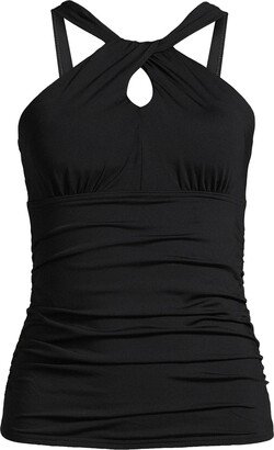 Women's Plus Size Chlorine Resistant High Neck to One Shoulder Multi Way Tankini Swimsuit Top