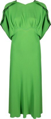 Short Draped-Sleeve Cady Midi Dress
