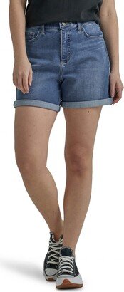 Women's Plus Size Ultra Lux High Rise Cuffed A-Line Denim Short