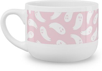 Mugs: Happy Ghosts - Pink Latte Mug, White, 25Oz, Pink