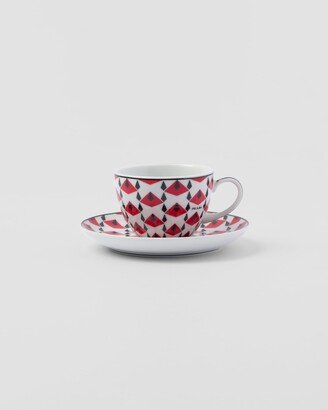 Set Of Four Porcelain Espresso Cups - Vienna Red