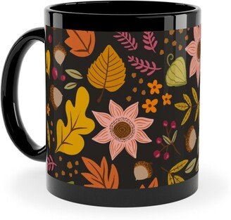 Mugs: Autumn Floral - Dark Ceramic Mug, Black, 11Oz, Multicolor