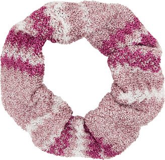 Striped Metallic-knit Scrunchie