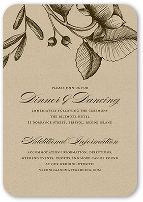 Enclosure Cards: Rustic And Floral Wedding Enclosure Card, Brown, Signature Smooth Cardstock, Rounded