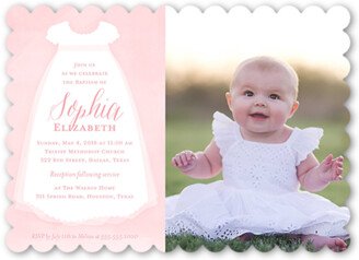 Baptism Invitations: Little Christening Baptism Invitation, Pink, Pearl Shimmer Cardstock, Scallop