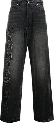 Logo-Patch Cotton Wide-Leg Jeans