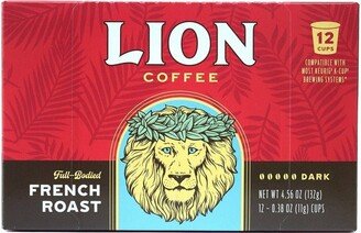 Lion Coffee French Roast Dark Roast Coffee Pods - 12ct