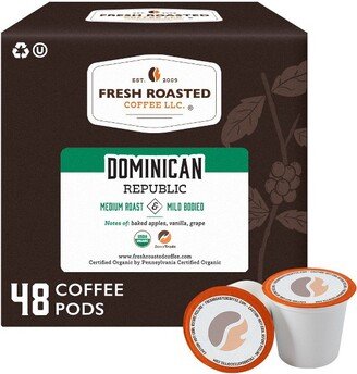 Fresh Roasted Coffee - Organic Dominican Republic Medium Roast Single Serve Pods - 48CT