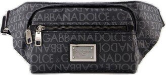 Allover Logo Zipped Belt Bag-AB