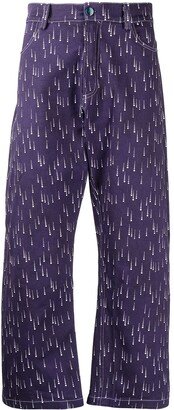 Raindrop-Print Cropped Jeans