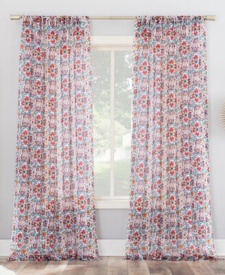 No. 918 Trixie Medallion Print Sheer Rod Pocket Single Curtain Panel, 51