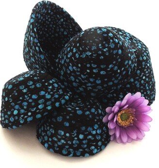 Black With Blue Dots Bowl/Kid Friendly Coiled Fabric Clothesline Basket