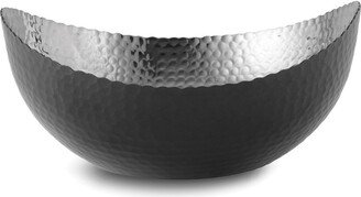 Curata Large Black Finish with Nickel-Tone Interior Hammered Eclipse Bowl