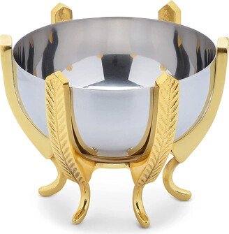 Cheer Collection Berkware Shiny Stainless Steel Decorative Bowl on Elegant Gold Base