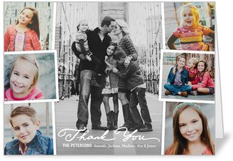 Thank You Cards: Cherished Moments Collage Thank You Card, White, Pearl Shimmer Cardstock, Square