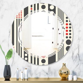 Designart 'Retro Geometrical Abstract Minimal Pattern II' Printed Modern Round or Oval Wall Mirror - Triple C