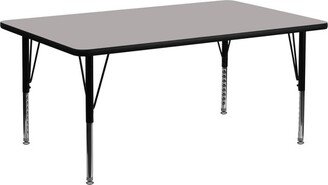 24''W x 60''L Rectangular Grey HP Laminate Activity Table - Height Adjustable Short Legs