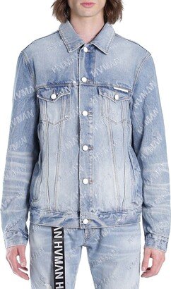 HVMAN Logo Faded Denim Trucker Jacket