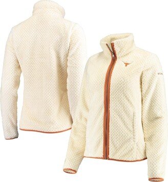 Women's Cream Texas Longhorns Fireside Ii Sherpa Full-Zip Jacket