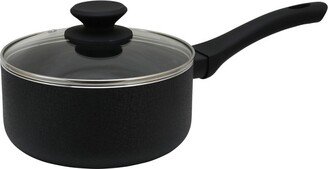 Ashford 2 Quart Aluminum Nonstick Sauce Pan with Tempered Glass Lid in Black