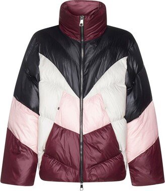 Colour-Block Zipped Puffer Jacket