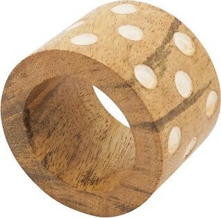 Saro Lifestyle Playful Pattern Dot Wooden Napkin Ring (Set of 4), Beige