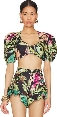 Tropicalia Puff Sleeve Crop Top