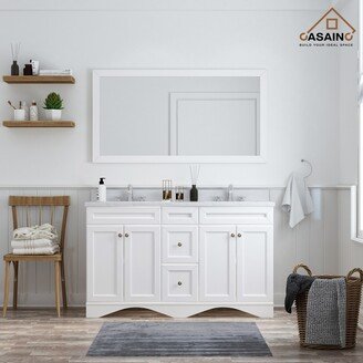 60 in. W x 22 in. D x 35.4 in. H Bath Vanity in White with White Top and Basin