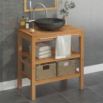 Bathroom Vanity Cabinet Solid Teak with Sink Marble Black - 29.1