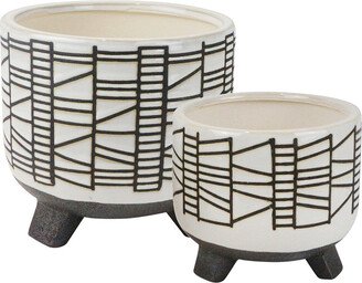 Ceramic Geo Footed Planter Set