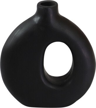 Be Home Small Mango Wood Oval Vase Black