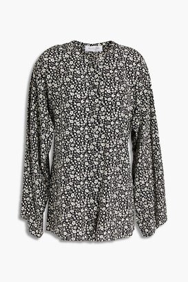 Floral-print silk crepe de chine blouse-AB