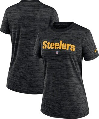 Women's Black Pittsburgh Steelers Sideline Velocity Performance T-shirt