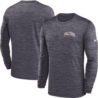 Men's Charcoal Atlanta Falcons Sideline Velocity Athletic Stack Performance Long Sleeve T-Shirt