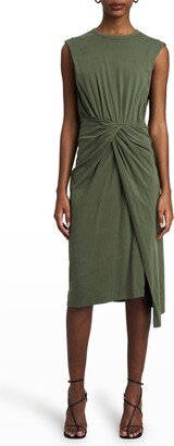 Landry Knit Front-Twist Midi Dress