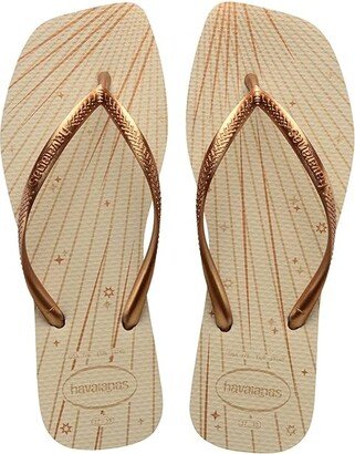 Slim Square Fireworks Flip-Flops (Beige) Women's Shoes