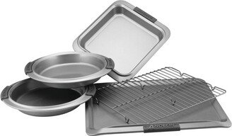 Advanced Bakeware 5pc Nonstick Set with Silicone Grips Gray