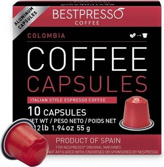 Bestpresso Coffee for Nespresso Original Machine 120 pods Certified Genuine Espresso Colombia Blend Pods Compatible with Nespresso Original