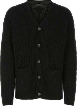 Cable-Knit Button-Up Cardigan