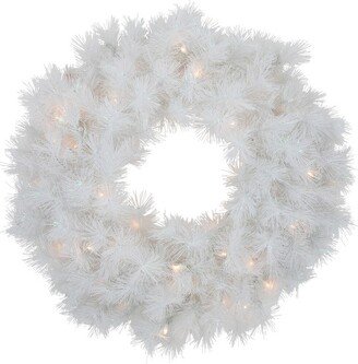 Northlight Pre-Lit White Alaskan Pine Artificial Christmas Wreath, 24-Inch, Warm White LED Lights