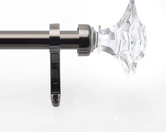 1 Inch Adjustable Nickel Curtain Rod for Windows & Doors Curtains with Square Finials & Brackets Set -By Deco Window