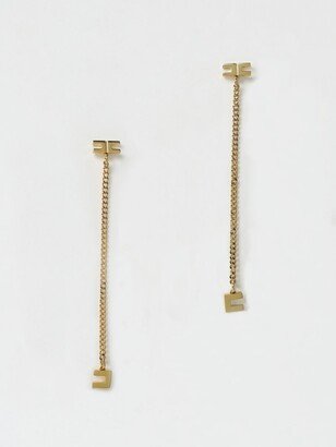 earrings in brass with pendant charm