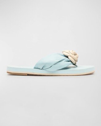 Magnolia Cloud Leather Flower Thong Sandals