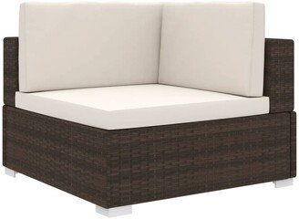 Sectional Corner Chair with Cushions Poly Rattan Brown - 27.6 x 27.6 x 20.7