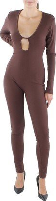 Juniors Womens Knit Ribbed Jumpsuit