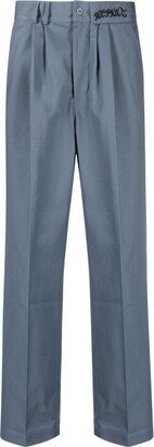 Logo-Embroidered Straight-Leg Trousers-AE