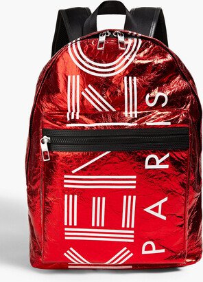 Printed metallic crinkled-shell backpack